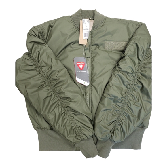 Adidas women's Parley Bomber Jacket- Dark Khaki-Green - Picture 11 of 11